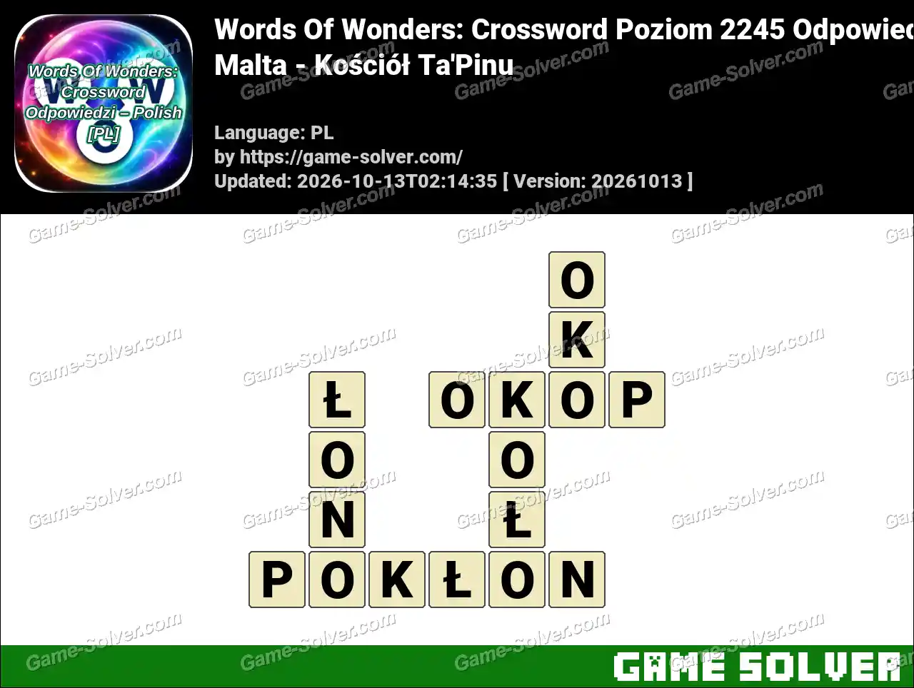 Words Of Wonders: Crossword Poziom 2245 Odpowiedzi – Malta – Kościół Ta’Pinu